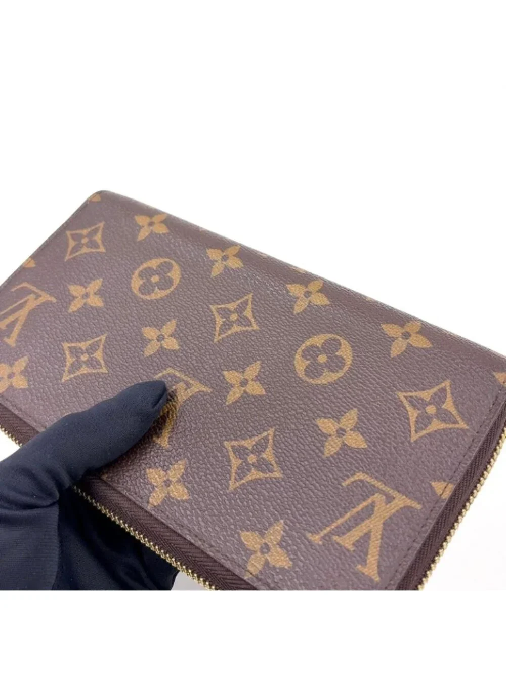 Louis Vuitton Zippy Wallet Monogram Leather Brown Round Gold